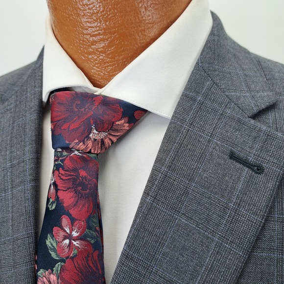 JOS A BANK 1905 Mens 44L Gray Plaid 100% Wool Blazer Sport Coat Jacket Hopsack